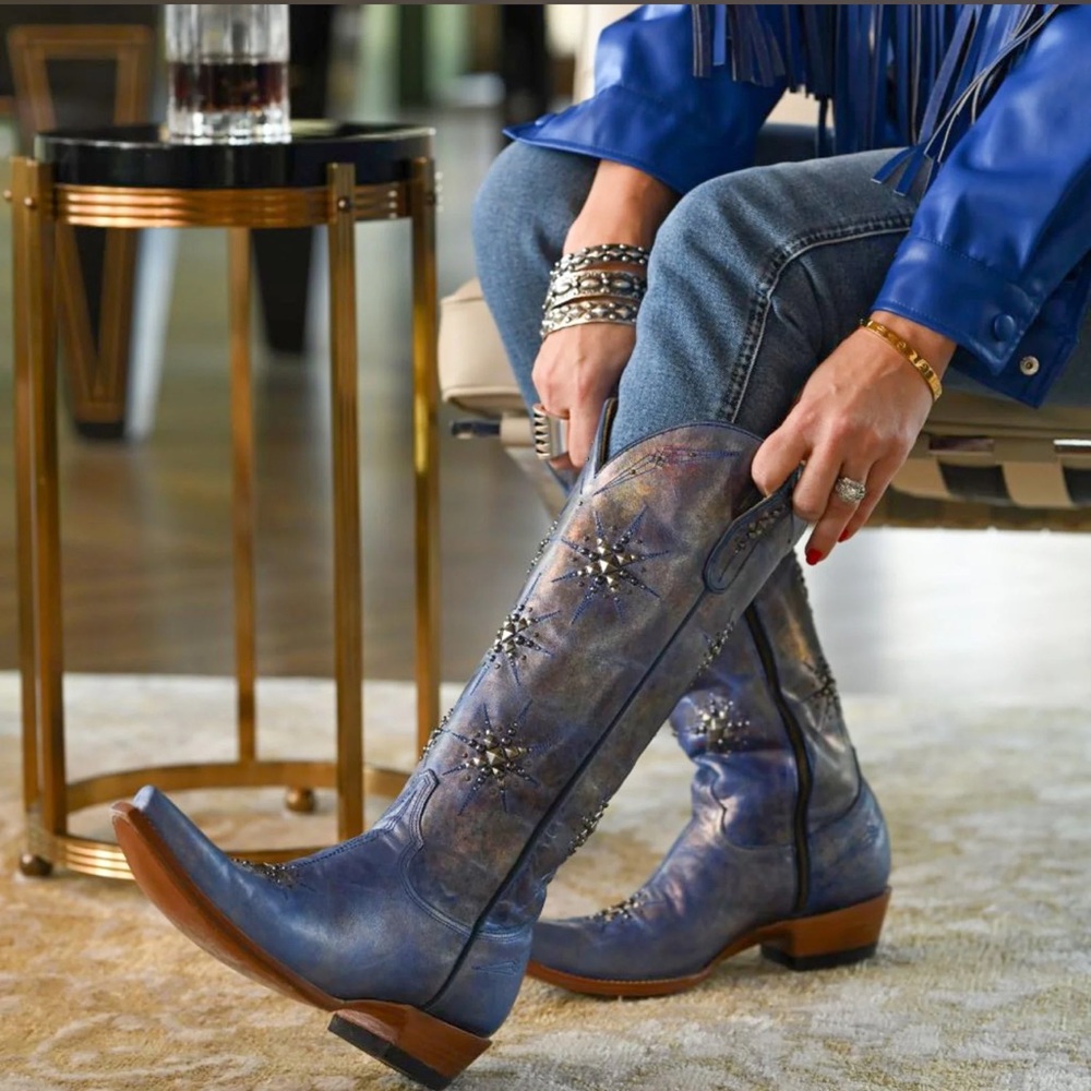 OLD GRINGO STELLETTA TALL BOOTS EMBELLISHEDS STARS SNIP TOE 7.5 NIB - Picture 2 of 11